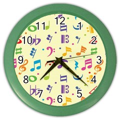 Seamless Pattern Musical Note Doodle Symbol Color Wall Clock by Hannah976