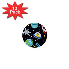 Space Seamless Pattern Illustration 1  Mini Buttons (10 Pack)  by Hannah976