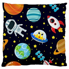 Space Seamless Pattern Illustration Large Premium Plush Fleece Cushion Case (two Sides) by Hannah976