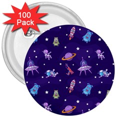 Space Seamless Pattern 3  Buttons (100 Pack)  by Hannah976