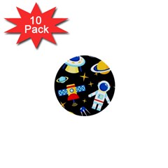 Space Seamless Pattern Cartoon Art 1  Mini Buttons (10 Pack)  by Hannah976