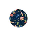 Seamless Pattern With Funny Aliens Cat Galaxy Golf Ball Marker Front