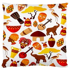 Africa Jungle Ethnic Tribe Travel Seamless Pattern Vector Illustration Large Premium Plush Fleece Cushion Case (one Side) by Hannah976