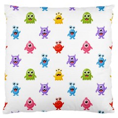 Seamless Pattern Cute Funny Monster Cartoon Isolated White Background Standard Premium Plush Fleece Cushion Case (two Sides) by Hannah976