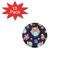 Owl Stars Pattern Background 1  Mini Buttons (10 Pack)  by Apen