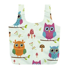 Forest Seamless Pattern With Cute Owls Full Print Recycle Bag (l) by Apen
