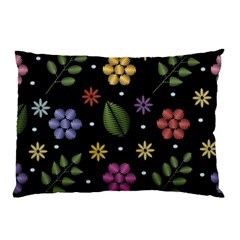 Embroidery Seamless Pattern With Flowers Pillow Case by Apen