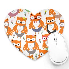 Cute Colorful Owl Cartoon Seamless Pattern Heart Mousepad by Apen