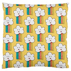 Smile Cloud Rainbow Pattern Yellow Large Cushion Case (one Side) by Apen
