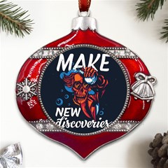 Dont Fear Metal Snowflake And Bell Red Ornament by Saikumar
