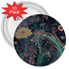 Vintage World Map 3  Buttons (10 Pack)  by Jatiart