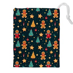 Winter Xmas Christmas Holiday Drawstring Pouch (4xl) by Ravend