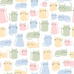 Cute Cat Colorful Cartoon Doodle Seamless Pattern Play Mat (rectangle) by Ravend