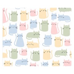 Cute Cat Colorful Cartoon Doodle Seamless Pattern Premium Plush Fleece Blanket (small) by Ravend