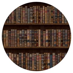 Old Bookshelf Orderly Antique Books Round Trivet by Cendanart