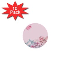 Pink Chinese Style Cherry Blossom 1  Mini Buttons (10 Pack)  by Cendanart