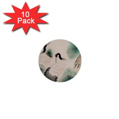 Japanese Crane Painting Of Bird 1  Mini Buttons (10 Pack)  by Cendanart