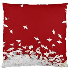 Red Sun Sea Waves Bird Japanese Art Minimalist Standard Premium Plush Fleece Cushion Case (one Side) by Bedest