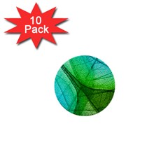 Sunlight Filtering Through Transparent Leaves Green Blue 1  Mini Buttons (10 Pack)  by Ket1n9
