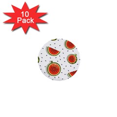 Seamless Background Pattern-with-watermelon Slices 1  Mini Buttons (10 Pack)  by Ket1n9