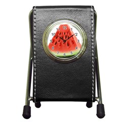 Seamless Background With Watermelon Slices Pen Holder Desk Clock by Ket1n9