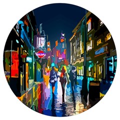 Abstract Vibrant Colour Cityscape Round Trivet by Ket1n9