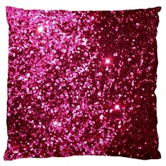 Pink Glitter Large Premium Plush Fleece Cushion Case (one Side) by Hannah976