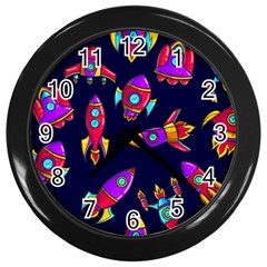 Space Patterns Wall Clock (black) by Hannah976