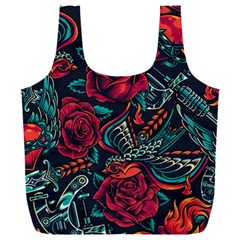 Vintage Flash Tattoos Designs Seamless Pattern Full Print Recycle Bag (xxl) by Hannah976