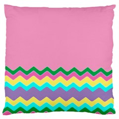 Easter Chevron Pattern Stripes Large Premium Plush Fleece Cushion Case (two Sides) by Hannah976