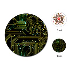 Circuits Circuit Board Yelow Playing Cards Single Design (round) by Ndabl3x