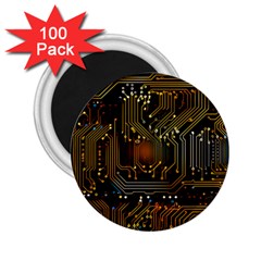 Circuits Circuit Board Orange Technology 2 25  Magnets (100 Pack)  by Ndabl3x