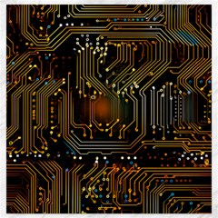 Circuits Circuit Board Orange Technology Canvas 12  X 12  by Ndabl3x