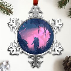 Beeple Astronaut Spacesuit 3d Digital Art Artwork Jungle Metal Small Snowflake Ornament by Cendanart