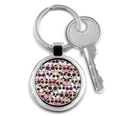 Cute Dog Seamless Pattern Background Key Chain (round) by Grandong