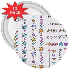 Doodles Border Letter Ornament 3  Buttons (10 Pack)  by Bedest
