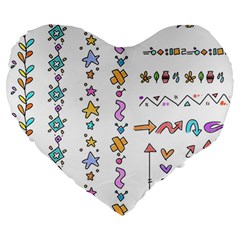 Doodles Border Letter Ornament Large 19  Premium Heart Shape Cushions by Bedest