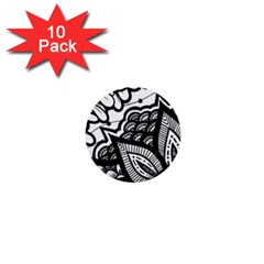 Flower Mandala Pattern Doodle 1  Mini Buttons (10 Pack)  by Bedest
