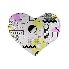 Graphic Design Geometric Background Standard 16  Premium Heart Shape Cushions by Bedest