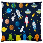 Big Set Cute Astronauts Space Planets Stars Aliens Rockets Ufo Constellations Satellite Moon Rover V Large Cushion Case (Two Sides) Back