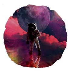 Aesthetic Astronautics Atmosphere Blue Clouds Cosmos Fantasy Galaxy Large 18  Premium Round Cushions by Cendanart