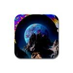 Aesthetic Psychedelic Drawings Art Acid Space Rubber Square Coaster (4 pack) Front