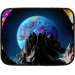 Aesthetic Psychedelic Drawings Art Acid Space Two Sides Fleece Blanket (mini) by Cendanart