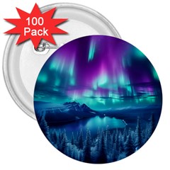 Lake Aurora Borealis 3  Buttons (100 Pack)  by Ndabl3x