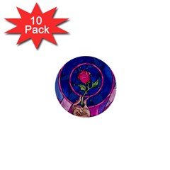 Enchanted Rose Stained Glass 1  Mini Buttons (10 Pack)  by Cendanart