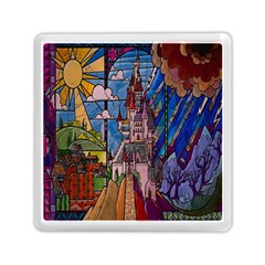 Castle Building Stained Glass Memory Card Reader (square) by Cendanart