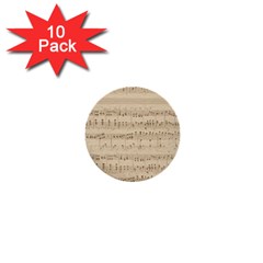 Vintage Beige Music Notes 1  Mini Buttons (10 Pack)  by Cendanart