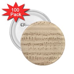 Vintage Beige Music Notes 2 25  Buttons (100 Pack)  by Cendanart