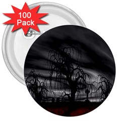 Grave Yard Dark Fantasy Trees 3  Buttons (100 Pack)  by Cemarart