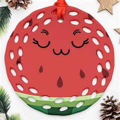 Watermelon Lock Love Ornament (round Filigree) by Cemarart